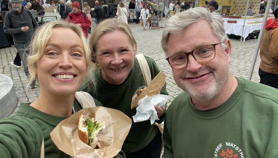Mariel Bull, Elin Hodne og Bernt Bucher Johannessen i Hanen på gjenoppståtte Matstreif 2024 hvor organisasjonen var én av arrangørene.
