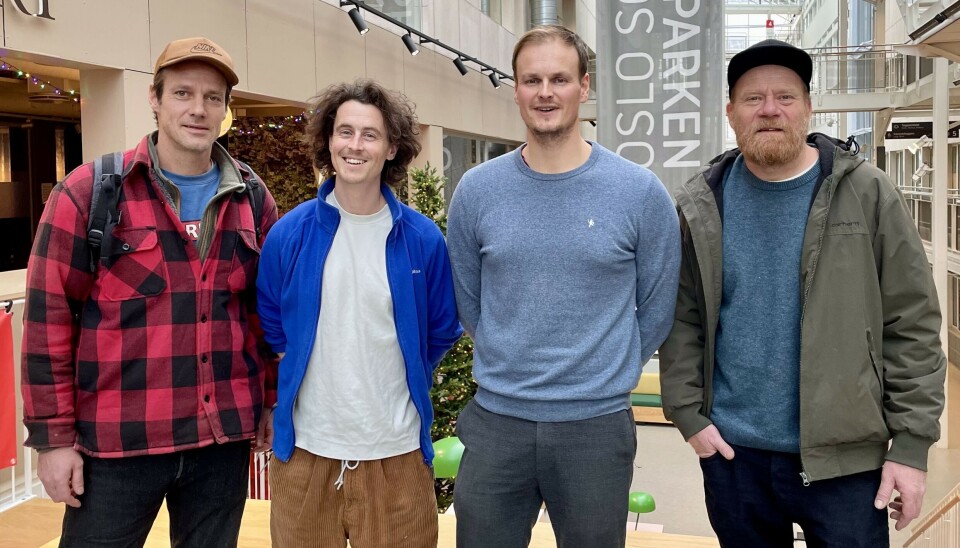 Karene bak pantesystemet: Johannes Lund fra Rene glass, Trym Nordgård, Lars Martin Berglund (begge fra Grin) og Christoffer Rød fra Rene glass i Forskningsparken, gründernes eldorado.
