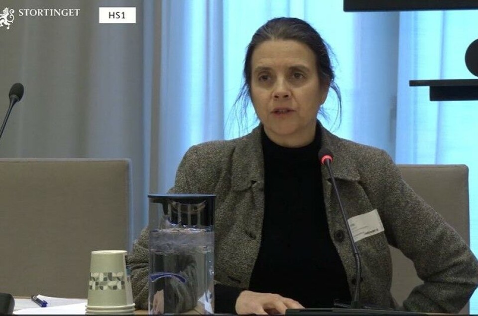 Siri Martinsen, leder av organisasjonen NOAH – for dyrs rettigheter under høringen i Næringskomiteen.