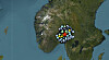 Kartskjermdump fra EMSC som viser jordskjelvregistreringer over Sør-Norge med en rød stjerne på Østlandet.